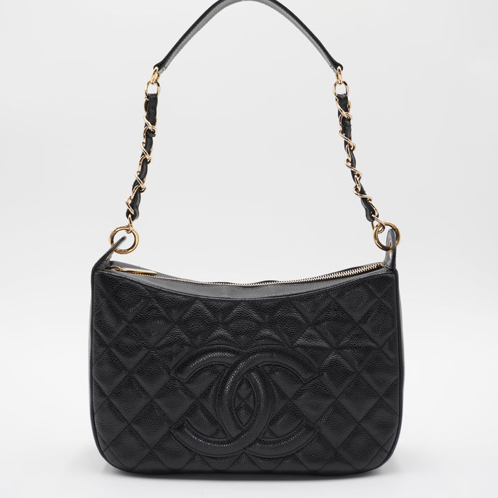 CHANEL Timeless Quilted Caviar Leather CC Logo Shoulder Bag