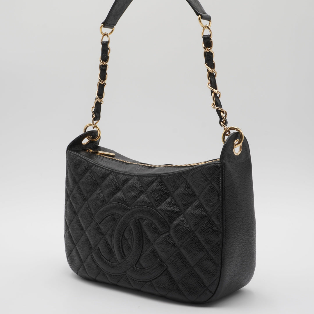 CHANEL Timeless Quilted Caviar Leather CC Logo Shoulder Bag