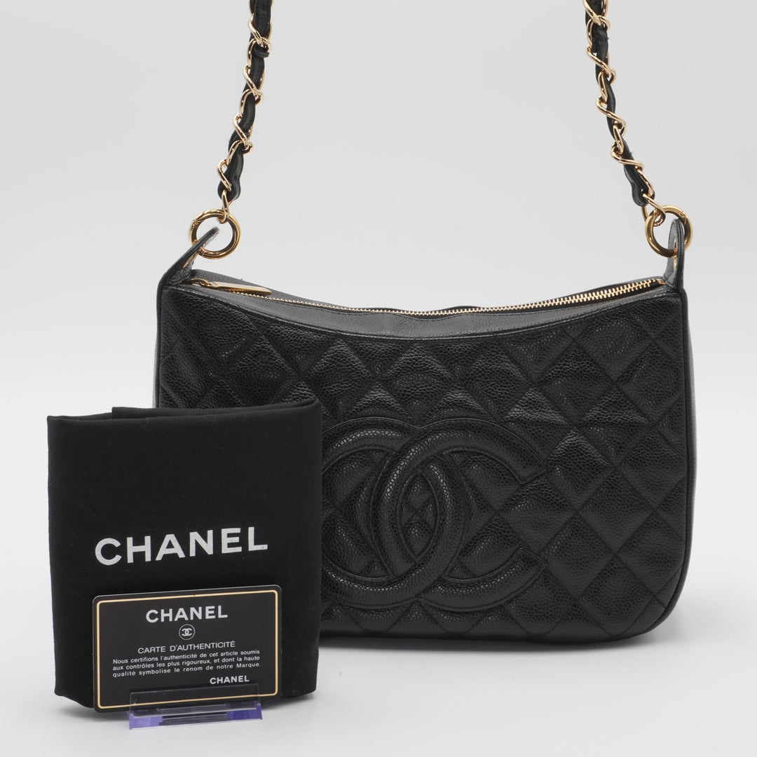 CHANEL Timeless Quilted Caviar Leather CC Logo Shoulder Bag