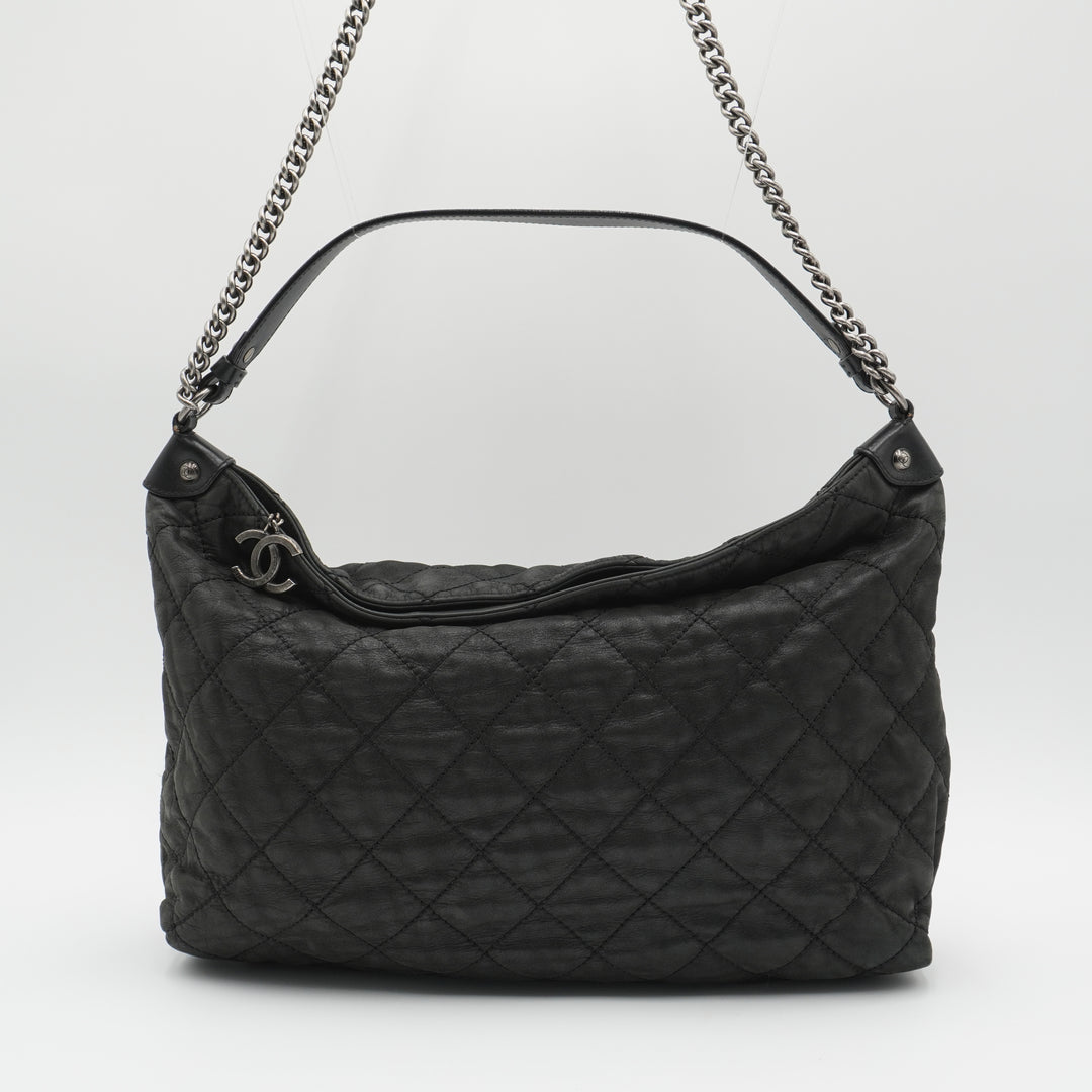 CHANEL Black Iridescent Quilted Daily Hobo Bag