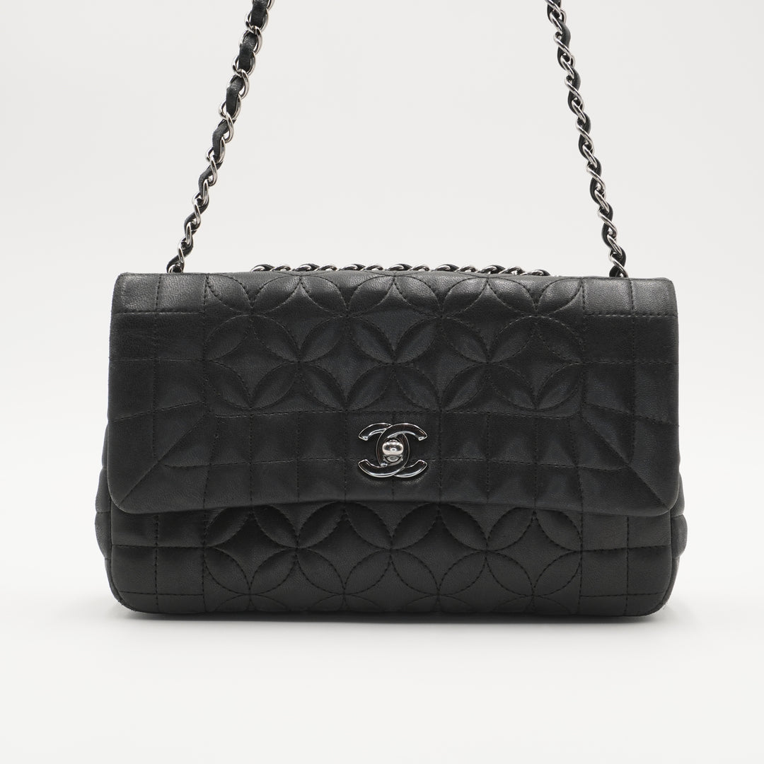 CHANEL Black Quilted Geometric Lambskin Classic Flap Bag