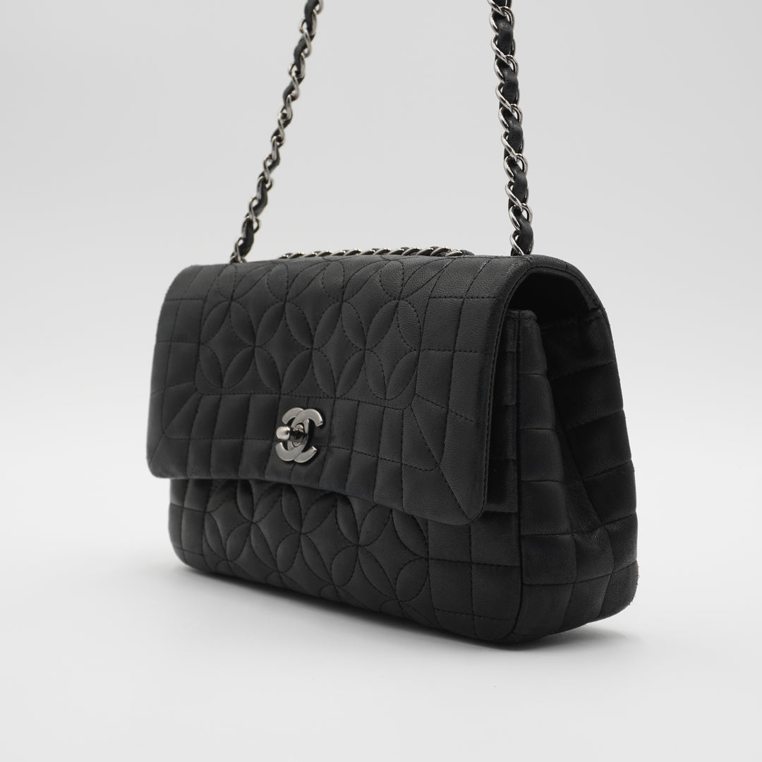 CHANEL Black Quilted Geometric Lambskin Classic Flap Bag