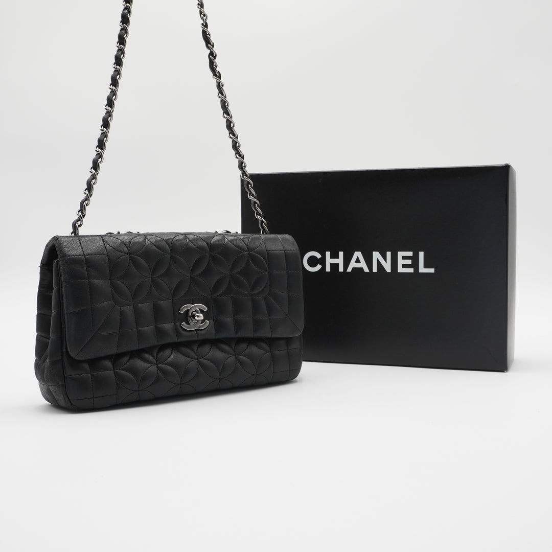 CHANEL Black Quilted Geometric Lambskin Classic Flap Bag