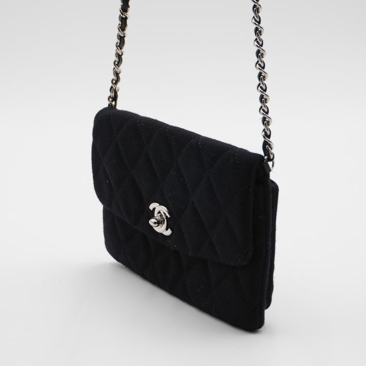 CHANEL Black Jersey Mini Flap Bag