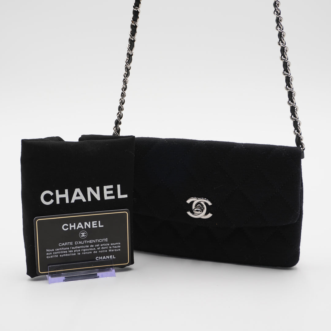 CHANEL Black Jersey Mini Flap Bag