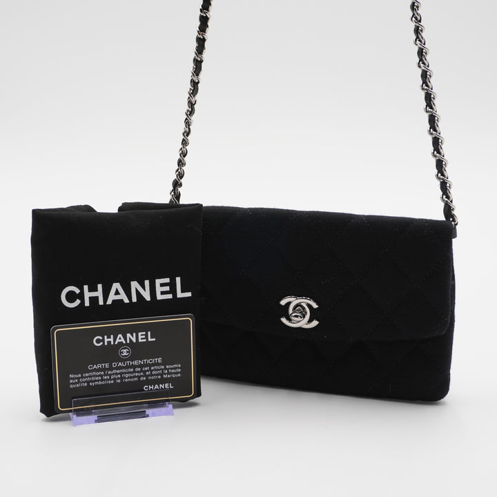 CHANEL Black Jersey Mini Flap Bag