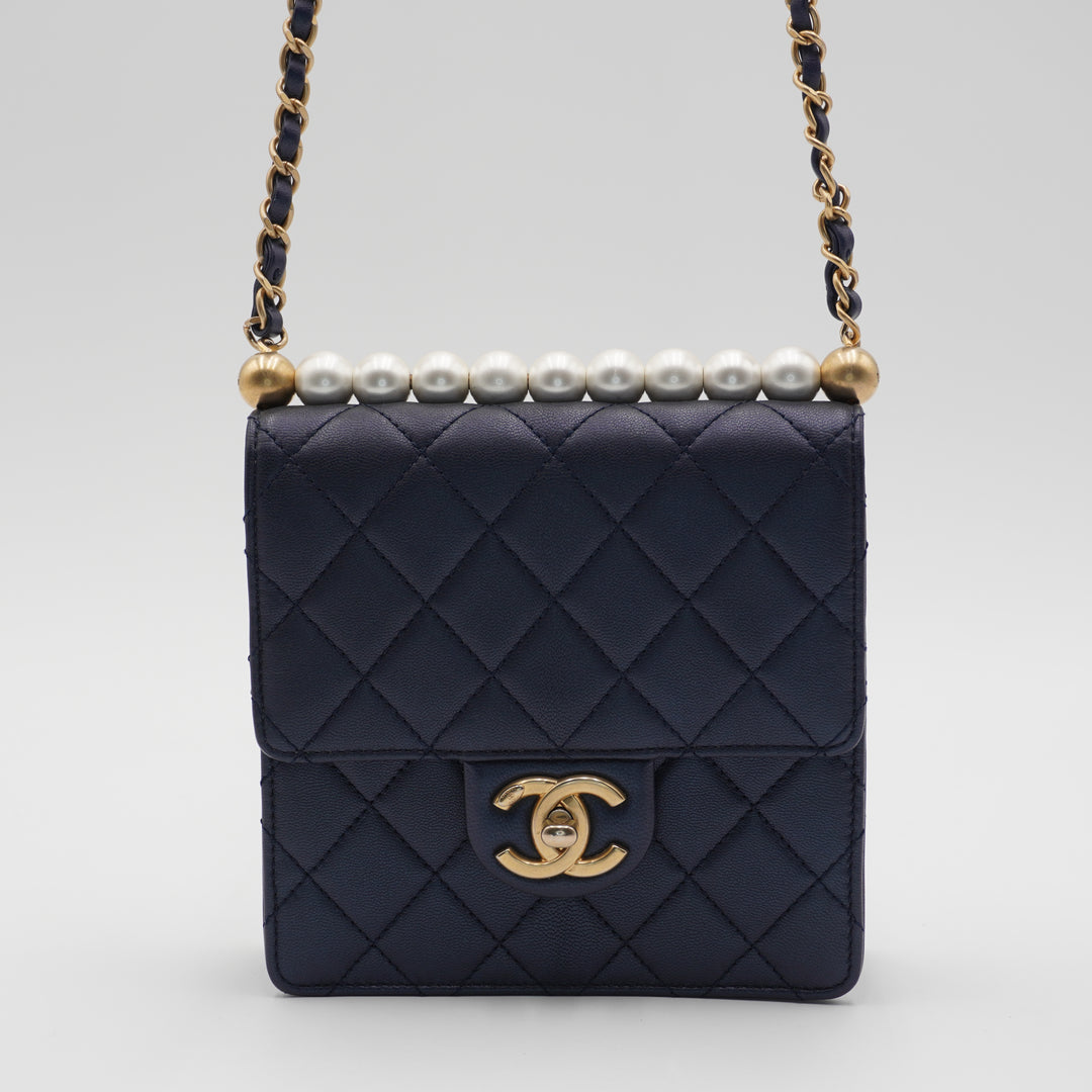 CHANEL Quilted Lambskin Chic Pearls Mini Flap Bag