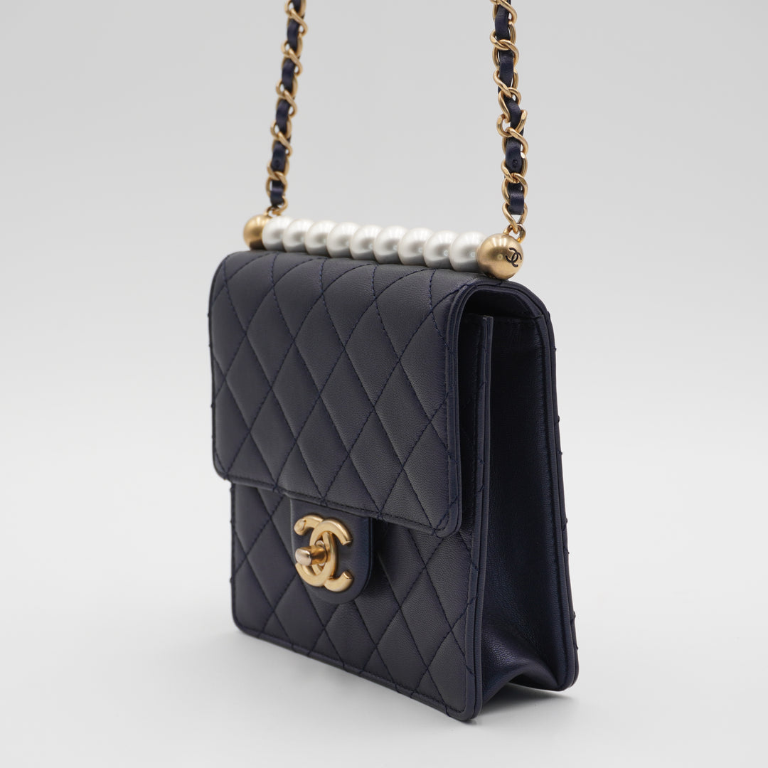 CHANEL Quilted Lambskin Chic Pearls Mini Flap Bag