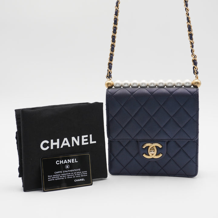 CHANEL Quilted Lambskin Chic Pearls Mini Flap Bag