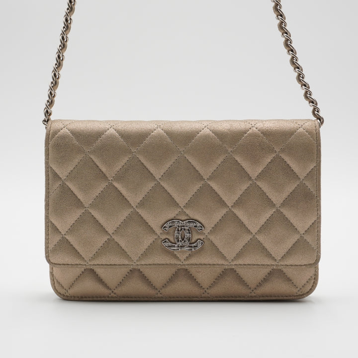 CHANEL Gold Quilted Paris-Salzburg Wallet on Chain