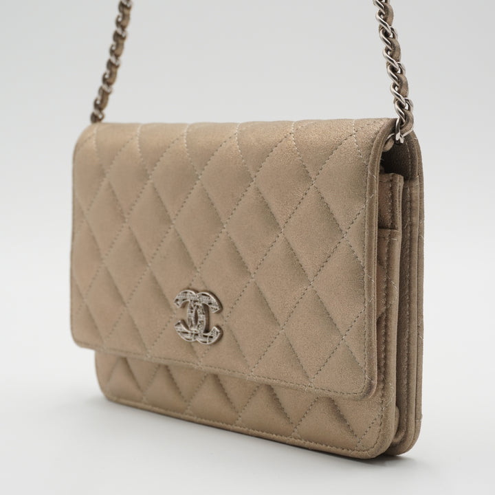 CHANEL Gold Quilted Paris-Salzburg Wallet on Chain