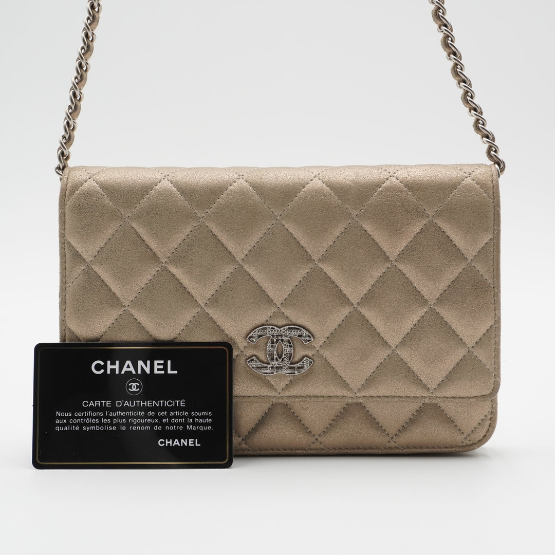 CHANEL Gold Quilted Paris-Salzburg Wallet on Chain