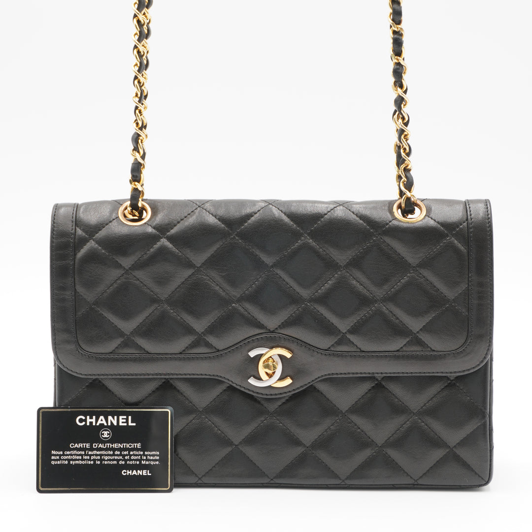 CHANEL Paris Limited Edition Two-Tone CC Logo Double Flap Bag - Very Good