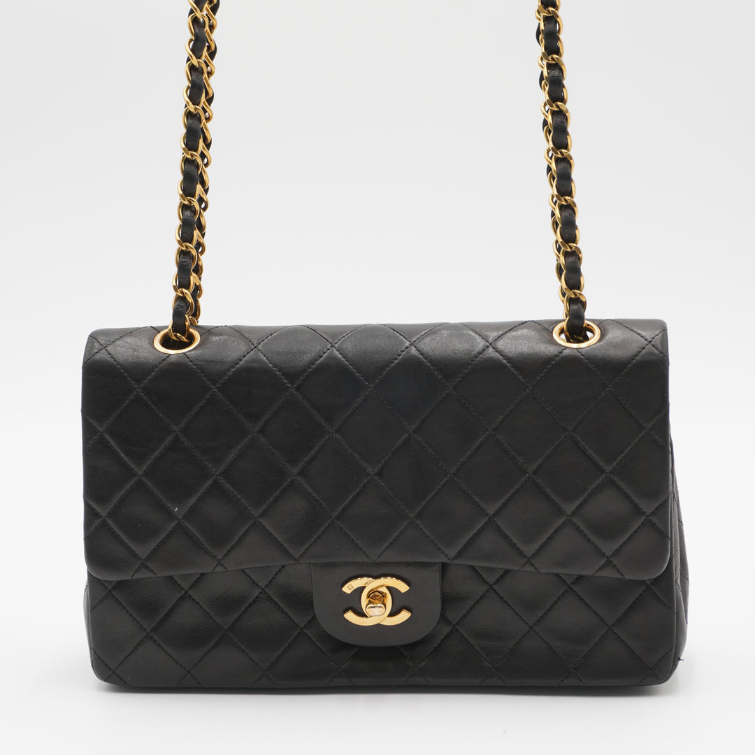 CHANEL Vintage Classic Black Lambskin Flap Gold Coco Hardware