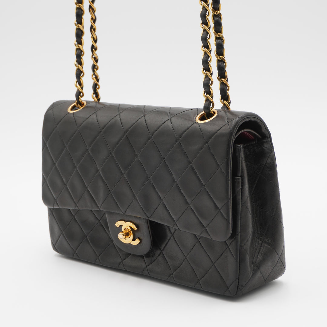 CHANEL Vintage Classic Black Lambskin Flap Gold Coco Hardware